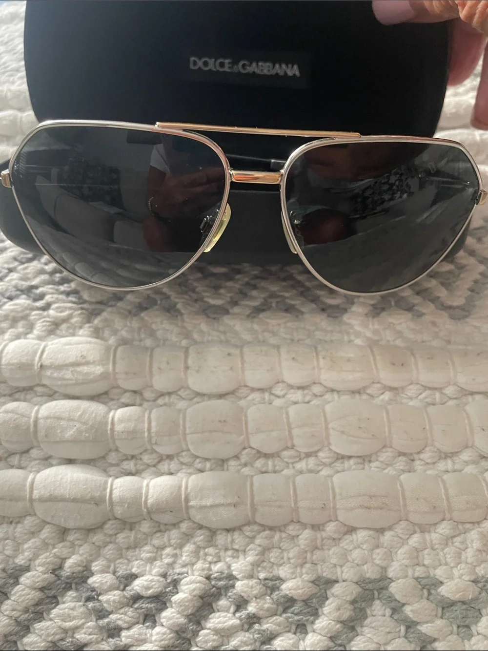 Dolce & Gabbana Men’s Gold Frame Sunglasses with Black Lenses